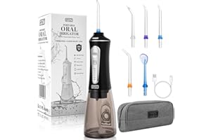 HYLT Cordless Water Flosser for Teeth with Carry Bag – Rechargeable 300ML Oral Irrigator, 5 Modes & 5 Jet Tips for Teeth, Braces & Gum Care – Perfect for Home & Travel Use (Black)