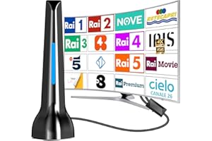 DGUPSP Antenna TV Interna 2025, Antenne Digitale Terrestre con Base Magnetica/Amplificatore di Segnale, Supporta 4K/1080p/VHF/UHF DVB-T/T2 Canali Gratuiti
