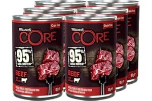 Wellness CORE 95% Wołowina i Brokuły, 6 x 400 g, mokra karma dla psów wszystkich ras, pasztet typu Chunky, bezzbożowa, wysoka zawartość mięsa, bogata w białko, ograniczona liczba składników