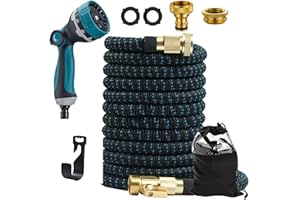 Emafymb Manguera Extensible, 15M Manguera Jardin Extensible, Mangeras Jardineria Flexible con Conectores de 1/2" y 3/4" Pulgadas, Manguera de Jardín Flexible para Jardineria, Césped, Limpieza (15M)