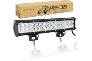 SKYWORLD 15 pouces 38 cm 90W Barre led 4x4, Rampe Feux Phare de Travail Etanche Barres lumineuses led pour Offroad Voiture Véhicule Camion Tracteur Quad Bateau, feu antibrouillard