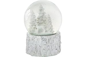 Celebright Boule à neige musicale de Noël - À remonter pour jouer de la musique - Décoration festive traditionnelle - Grande taille 14 cm (Scène de sapins blancs de Noël)