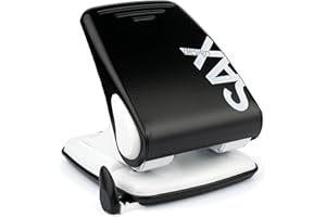 ‎SAX SAX 518 Locher, für bis zu 40 Blatt, Schwarz, aus robustem Material, kompakte Auffangschale, Formstabile Anlegeschiene, modernes und stilvolles Design