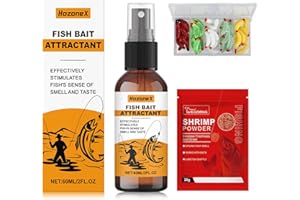 SHOWHEEL Lot de Appat Carpe Amorçage,Poisson d’appât Artificiel de vers 50pcs,Attractant Liquide Booster Pêche 60ml,Feeder Boilie Set,Appât Universel pour la pêche,pour Tous Les Poissons