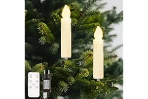 Lewondr 20 LED Árbol de Navidad Vela Luces, Parpadeo Clip en Velas sin Llama con Temporizador a Distancia y 4 Modos, Luces de Vacaciones para los Árbol de Navidad, Beige