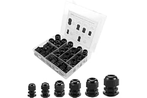 AUAURAINTT Presse Étoupe, 50 Pièces Presse Étoupe Étanche en Nylon, PG7 PG9 PG11 PG13,5 PG16 PG19 Réglable Connecteurs Glandes pour Maison Jardin Éclairage d'extérieur Câble