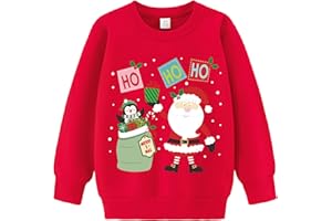 LXKA Boys Kids Christmas Jumper Sweatshirt Xmas Jumpers Reindeer Snowmen Santa Long Sleeve Tops Cotton T-Shirts Toddler Crew Neck Casual Winter Clothes Age 1-7 Years