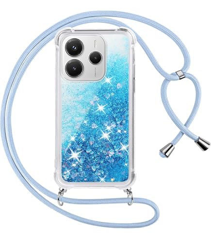 Handyhülle Mit Band Für Xiaomi Redmi Note 12 Pro 5G, Treibsand Glitzer, Transparent & Stoßfest