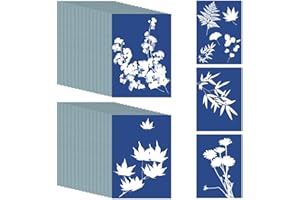 BD-HEREGO 35 Pezzi Carta Cianotipica, Alta Sensibilità Carta per Stampa Solare Photosensitive Paper per Bambini Adulti Artigianato Fai-Da-Te (A6, 10,5x14,8cm) ﻿