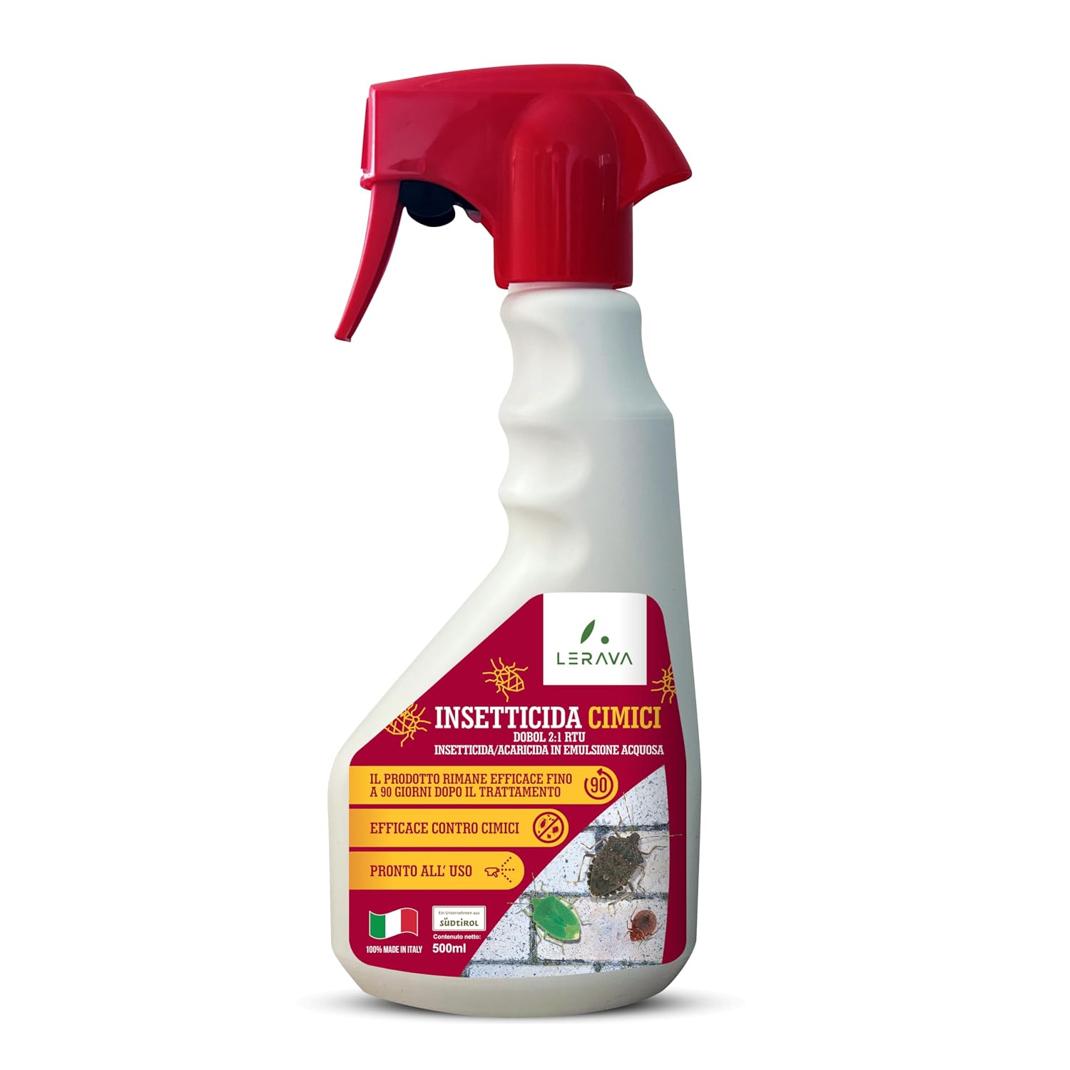 LERAVA Insetticida Cimici (500 ml) - Spray per Finestre e Davanzali - Azione fino a 90 Giorni - Anticimice Multi Insetto: Zanzare, Formiche, Scarafaggi, Vespe - Pronto all'Uso Interni ed Esterni
