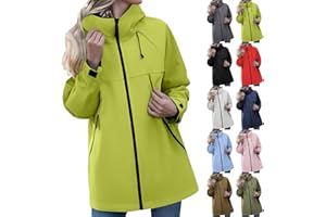 LANUNLLY Chubasquero Mujer Impermeable Largo Viaje Talla Grande Moda Chaqueta Cortavientos Running Montaña Ciclismo Moto Ligero Abrigo de Lluvia con Cremallera Gabardina para al Aire Libre Acampada Trekking