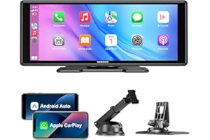 ESSGOO CarPlay Voiture, Supporte CarPlay sans Fil et Android Auto, Écran Tactile IPS 10,26 Pouces, Caméra Avant 4K et Caméra de Recul 1080P, Bluetooth 5.0, GPS, FM, AUX, Mirror Link, Carte TF 64G
