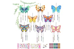 CYCLYTE 8Pcs Bricolage Carillon à Vent, Papillon Artisanat en Bois à Peindre Décoration Suspendue DIY Activité Manuelle pour Enfants Loisirs Créatifs Cadeau Anniversaire Fête (Papillon)