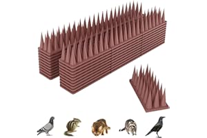 JHUYUNE Pinchos Antipalomas Plástico, Pinchos Anti Gatos, 5.7 Metros Ahuyentador de Pajaros, Ahuyentador Palomas, Repelente Palomas Repelente Gatos Anti Palomas Pájaros Control - 20 Pcs Marrón