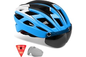 Casco Bicicleta Adulto con Visera Magnético KINGLEAD Casco MTB Bici con Luz Trasera Casco Ciclismo Hombre Extraíble Forro Cascos Bicicleta Montaña Carretera Adultos Hombres y Mujeres Ajustable