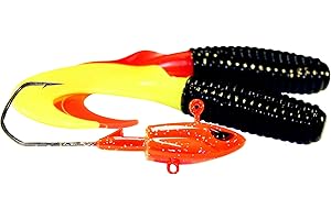 FLADEN Fishing SOFT BAITS - 2 x 12cm BIG SINGLE JIG TAILS - (4 Colours and 3 weights - 40g 60g 90g) Lead-Free Jig Heads - Quality Fishing Imitation Bait Lures