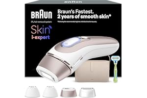 Braun Epilateur Lumiere Pulsee Intelligent Skin i·expert PL7387, Epilation A Domicile, Alternative Au Laser, Avec Appli, Rasoir Venus, 4 Têtes Intelligentes Pour Epiler Jambes, Visage et Plus