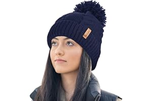 RockJock Ladies STORMACTIVE 100% Waterproof Warm Cable Knit Winter hat with Pompom and Thermal Cosy Liner