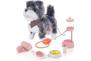 Kdorzos Interactive electric plush dog toy, cute electric pet dog for children, robot dog Walking, nodding tail wagging Pet Toy for Toddler Kids Girls Boys