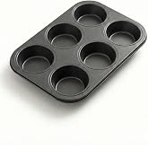 Vios Store 6 B&ouml;lmeli Yapışmaz Muffin ve Cupcake Kalıbı &ndash; Karbon &Ccedil;elik Fırın Tepsisi, Isıya Dayanıklı ve Kolay Temizlenen Pors