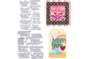 ORIGACH 18 Pcs Sentiment Words Cutting Dies for Card Making, Blessing Words Metal Die Cuts Happy Birthday Die Cut for DIY Crafting Scrapbooking Journal Photo Album Decoration
