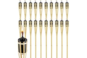 Virsus 20 Fiaccole da giardino in bambù, Altezza 90 cm, torcia ad olio con stoppino, candela per esterno, fiaccola decorativa per Feste ed Eventi -2333
