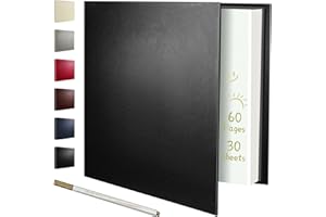 Rdylymx Scrapbook Album 60 Pages Photo Album Self Adhesive for 6x4 7x5 10x8 A4 Pictures Leather DIY Photo Book White Thick Sticky Pages Memory Book for Scrapbooking Albums Art & Craft Projects (Black)