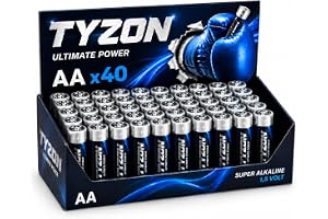 Tyzon® AA Alkalibatterien, 40 Stück – Langlebig & Leistungsstark, Ideal für Haushalts- und Elektronikgeräte