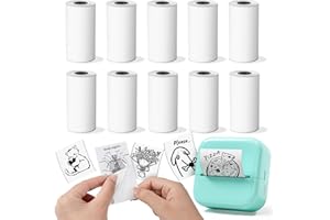 ‎WCZ Drucker Papier Kompatibel mit Phomemo M02/Memoking T02/Anycash S1/Cudinham X6/iDPRT S1/HuiJuKeJi X5/M02X/M02L Mini Thermodrucker Etikettenpapier, 50mm*3.5m, Weiß, 10 Rollen