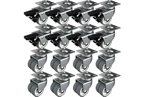 50 mm möbelhjul med broms – 16 set – 400 kg total kapacitet per 4 styrhjul
