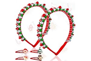 GIUGIO 6 copricapo natalizio, cerchietto per capelli di Natale, con campane, fascia natalizia, rosso, verde, campana, per bambini, ragazze, donne