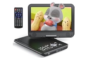 Yoton 12,5-Zoll Tragbarer DVD-Player mit 10,5-Zoll HD-Drehbildschirm, ideal fürs Auto, inkl. Autoladegerät, Netzteil, Akku, unterstützt USB/SD-Karte/TV-Sync [Kein Blu-ray]