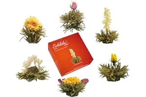 ‎CREANO Creano, mieszanka kwiatów herbaty ErblühTee, w eleganckim pudełku na prezent do wypróbowania, biała herbata (6 różnych rodzajów)