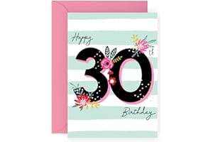 Kartka na 30. urodziny dla kobiet - prezenty na 30. urodziny dla niej - trzydzieści trzydzieści - dla przyjaciół żony cioci siostry córki - wiek trzydzieści - w zestawie zabawne naklejki - wyprodukowane w Wielkiej Brytanii przez Central 23