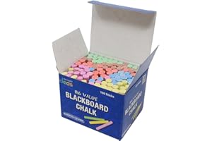 Bright Ideas PK100 8cm Assorted Colour Chalk Sticks, Economy Bright and Bold Coloured Chalk Sticks for writing fun on Blackboards, Chalkboard Signs, Slate and School. BI7983.