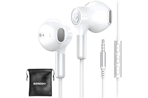 BENEWY ME910 słuchawki, przewodowe słuchawki z mikrofonem, douszne z redukcją szumów i regulacją głośności, jack 3,5 mm do iPhone'a, iPoda, iPada, MP3, HUAWEI, Samsunga