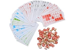JYNVO Gioco Bingo Lotteria, Lotto Gioco Bingo Set, 48pcs Botti Carte + 90pcs Bingo Chip di Bambini Attività Familiari