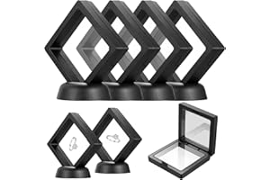 RUNXSAM 7 Pcs Cadre Flottant Transparent 3D, Cadres d'Affichage Présentoir, Cadre Flottant pour Bijoux Colliers Bracelets Boucles d'oreilles Pièces de Monnaie, avec Base
