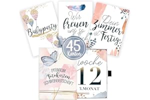 cozy racoon 45 Meilensteinkarten für die Schwangerschaft im Glamour Splash Design mit hochwertiger Geschenkbox I Persönliches Geschenk-Set für Schwangere I Schwangerschaftstagebuch