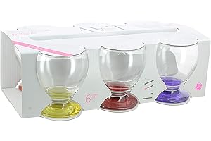 LA-V Lav Pack de 3 Verres à Pied 21cl Fond Couleur, Transparent, N/C