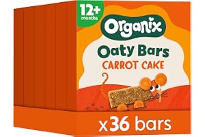 Organix Carrot Cake Organic Oaty Snack Bars Multipack, Toddler Snack 12+ Months, No Added Sugar, 6 x 23 g Bars Per Box (6 Box