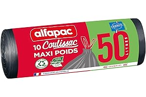 Alfapac Coulissac - Bolsas de basura resistentes de 50 L, 10 unidades (paquete de 1)