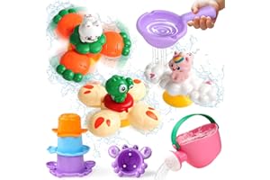 Fajiabao Juguetes Giratorios con Ventosa para La Trona- Juguetes Bañera Bebe 1 Año Set Bañera 8 Piezas y Juguetes Sensoriales, Montessori Juguete Bebes 6-12 Meses Regalo Niña Niño 1 año