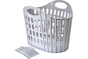 GMYIAK WäSchekorb Faltbar, Plastik Aufbewahrungskorb Mit Henkel, WäScheköRbe Korb, Wasserdichter Laundry Spielzeug KöRbe Aufbewahrung (Hellgrau)