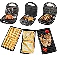 Wtrtr Sandwich Maker,3-in-1 Multi Snack Maker,Detachable Sandwich, Grill, Waffle Making Plates with Bakelite Coating, 1-Year Warranty(20B)