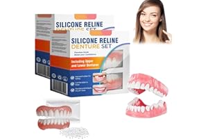 APRILADY Luhaka - Juego de dentaduras dentales de silicona suave, kit de línea de silicona para dentaduras postizas suaves, dientes de carillas a presión, kit de relínea de dentadura de silicona suave,