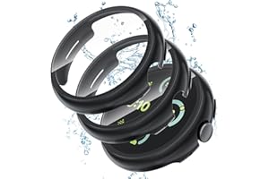 YUIYUKA 3 Stück Wasserdicht Hülle mit Displayschutz für Google Pixel Watch 3 2 1 Hülle 41mm/3 45mm Case,Hard PC Protect Cover mit Gehärtetes Schutzglas Rundum Schutzhülle für Pixel Watch 3 2 1