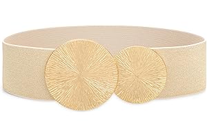 JasGood Ceinture Élastique Large Femme Grande Taille pour Robe Ceinture Rétro Tendance Extensible avec Double Boucle Ronde