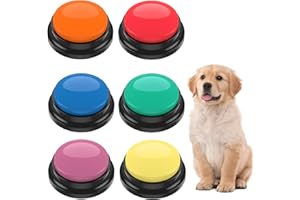 Gatphy Dog Buttons Talk Training, 6Pcs Pet Communication Buttons Voice Recording Button, 30 Second Record Pet Training Buzzer Dog Talking Button Recording Device Funny Toys for Dogs Puppies