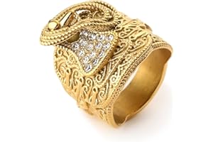 THE BLING KING Gold Saddle Ring with Stones, Mens Ring with 18K Real Gold Plating, Premium Gold Fashion Ring Unique Jewellery Gift for Men and Teens
